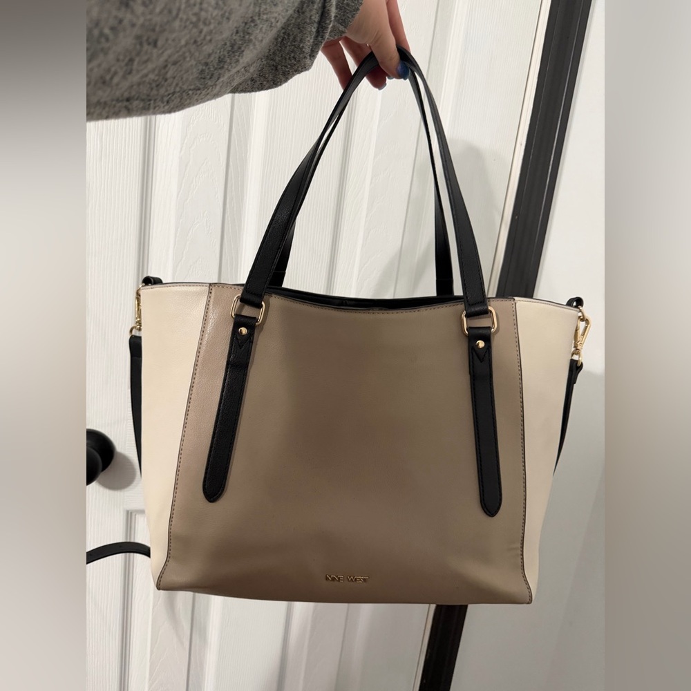 Nine West Cream and Black Tote